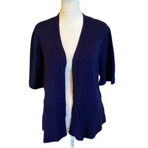 Retrology short sleeve open cardigan. Size L. Medium blue/light navy.